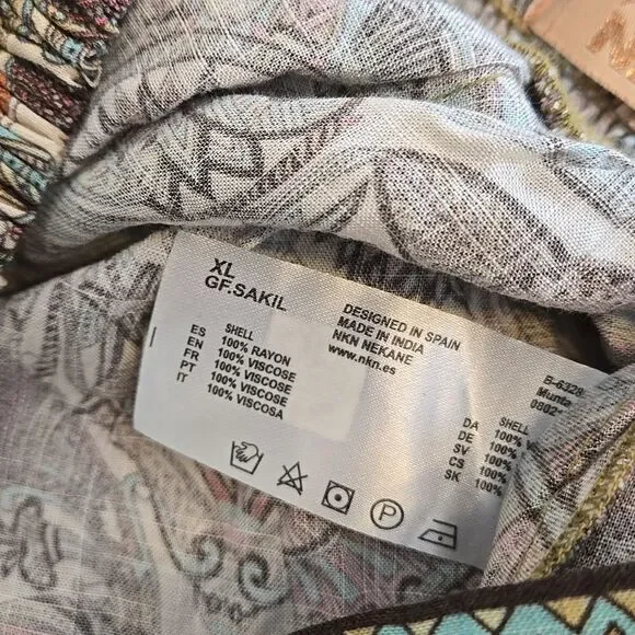 Nekane NKN Boho Paisley Wide-Leg Ruffle Pants - Picture 6 of 6